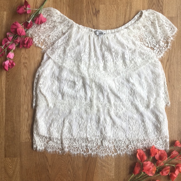 Miguelina Tops - 🎉SALE🎉 Miguelina Lace Silk Off Shoulder Top